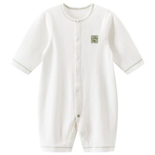 乖奇熊婴幼儿纯棉空调服薄款男女宝宝无骨居家睡衣春夏季连体哈衣
