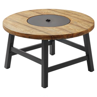 围炉煮茶桌烧烤炉家用室内烧烤桌户外烤火炉套装民宿圆桌2024新款