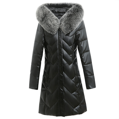 海宁真皮羽绒服长款狐狸毛领皮草