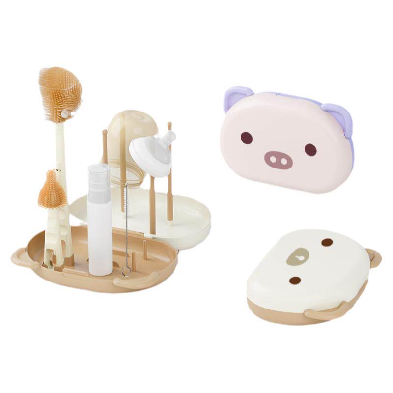 婧麒婴儿硅胶便携奶瓶刷宝宝专用清洗刷旅行装收纳盒套装清洁刷