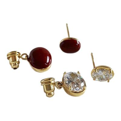 2025新款红色耳环女复古小众