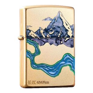 zippo打火机夜光珐琅川流不息官方旗舰芝宝煤油防风火机 送男友礼
