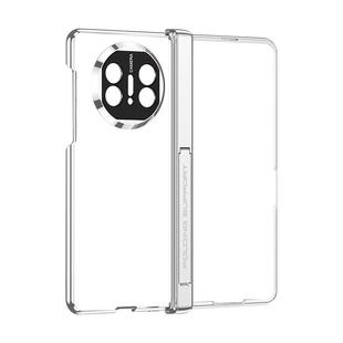 适用华为matex5手机壳高级电镀透明磁吸铰链壳膜一体Mate典藏版X7自带支架华为MateX6超薄自带防窥膜全包防摔