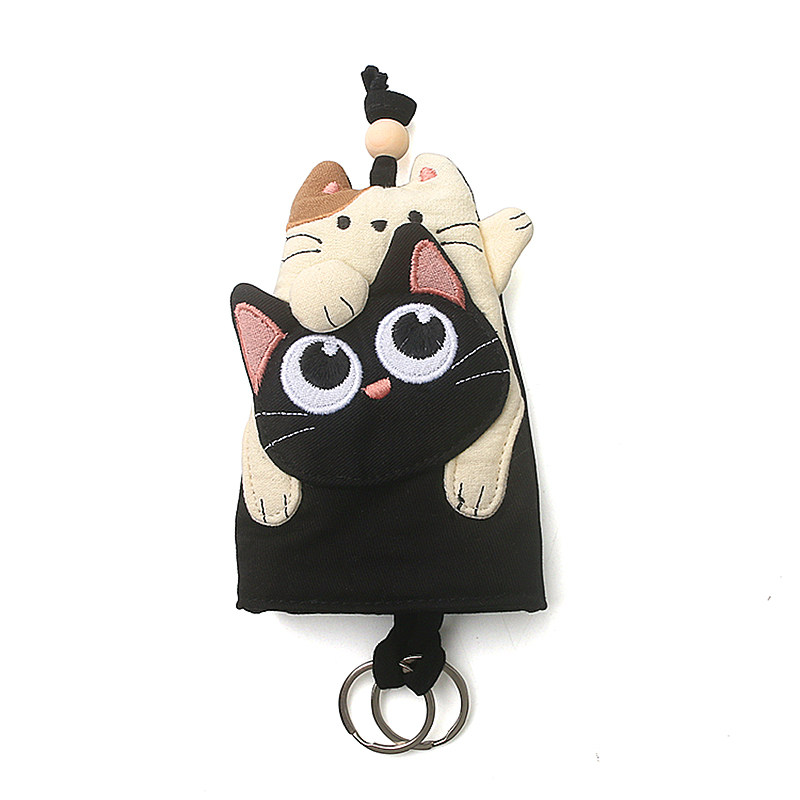 Kine猫敞口汽车钥匙小包立体布艺