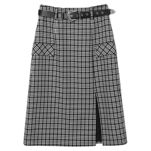 鸟撤柜女装  正品剪牌青仓 L605千鸟格时髦半裙