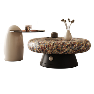 原创设计彩虹茶几意式客厅家用茶几高级感实木钢化玻璃2026新款