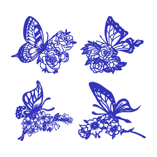 蝴蝶剪纸作品成品蝶恋花手工刻画图案镂空窗花动物刻纸装饰剪纸画