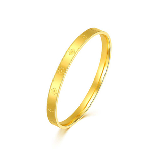 四叶草黄金手镯女款金包银手镯纯实心方镯子送女友礼物不褪色手环