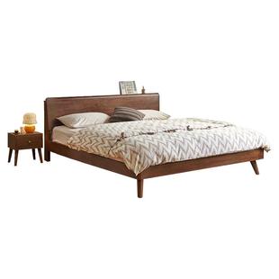 全实木床双人床简约现代主卧家用1.5m胡桃橡木床2024新款单人床架