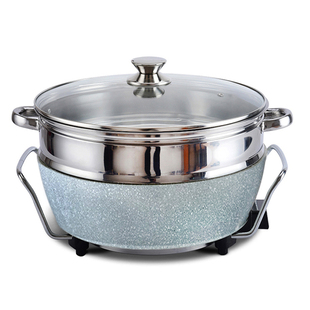 炫臣多功能电热锅韩式电火火锅麦饭石不粘锅大容量一体家用带蒸笼