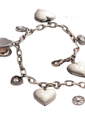 粉红色石头仿古铜菱形掐丝手链