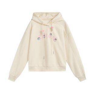 【奶噗噗联名】紫涵字母刺绣短款连帽卫衣女冬季新款甜美宽松上衣