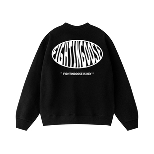 FIGHTINGOOSE椭圆趣味logo字母印花圆领卫衣ins情侣装长袖上衣潮