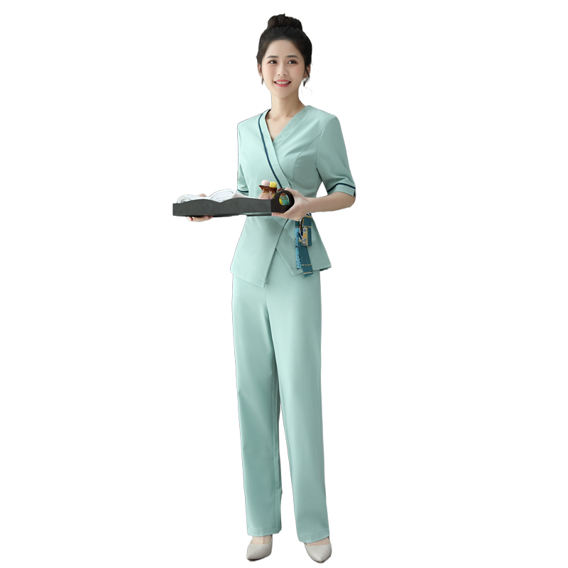 春夏美容院工作服女新款高级足浴按摩会所足疗养生美容师技师套装