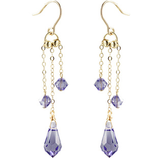 法式复古枝灯 施家紫水晶通体美进口14K包金注金耳钩耳环无痛耳夹