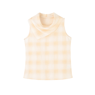 COMMON VALUE「 灵 Nav」法国进口面料 格纹兜领背心无袖上衣百搭