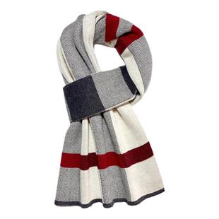 围巾男士秋冬季新款韩版百搭简约格子长款针织加厚保暖围脖潮学生