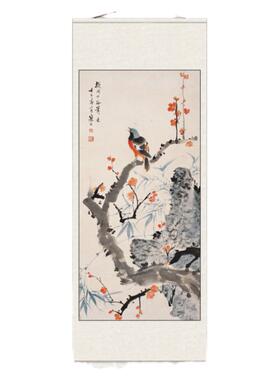 江寒汀花鸟石榴国画纯手绘真迹花鸟画中式客厅装饰画笑口常开挂画