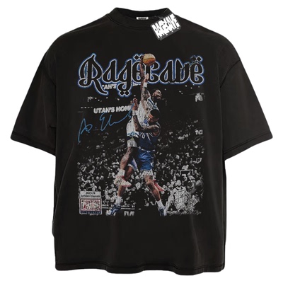 RAGECAVE爱德华兹vintage印花重磅国潮水洗纯棉男女短袖小领口T恤