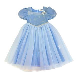 女童爱莎公主裙夏装高端冰雪奇缘洋气艾莎发光裙儿童生日礼服裙子