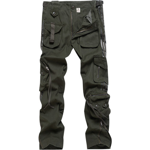 春秋户外运动登山裤纯棉多口袋战术工装裤宽松军迷裤男迷彩束脚裤