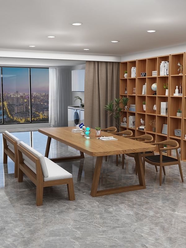 北欧实木大书桌简约双人学习桌家用办公桌客厅长桌子工作台电脑桌