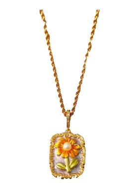 法式莫奈花园向日葵油画项链