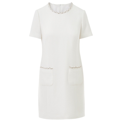 莱茵商场同款春夏新款连衣裙黑白色职业通勤圆领小香风法式优雅裙