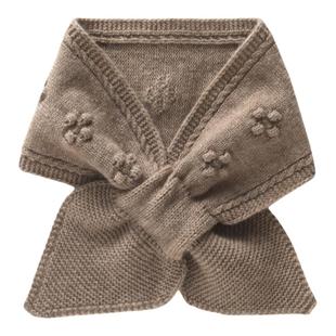 软糯山羊绒交叉穿孔小围巾女秋冬短款针织保暖护颈围脖韩版百搭