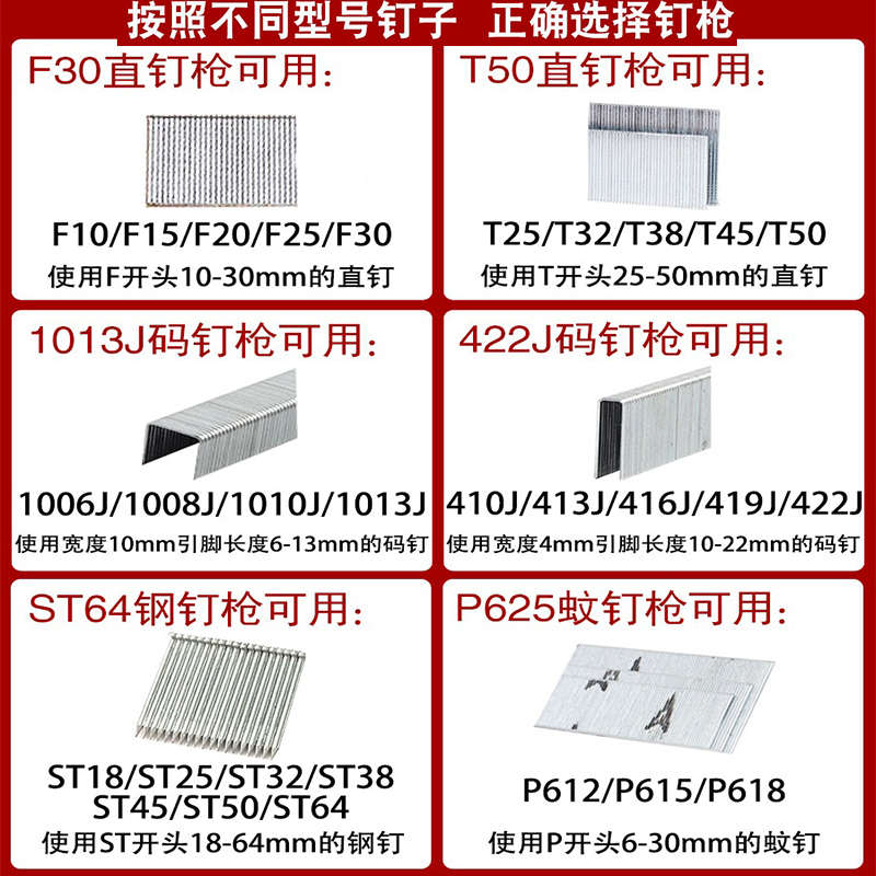中杰T50G气钉枪气动不卡钉直钉枪F30钢钉枪装修木工排钉专用枪