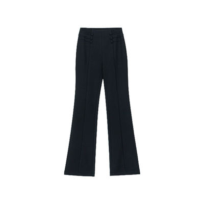 豆豆11【微喇小黑裤】加绒加厚休闲喇叭裤中腰显瘦裤子-9023025DK