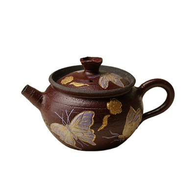 山几由 大漆手绘蝴蝶山水茶壶主人杯景德镇创意手工DIY功夫茶具