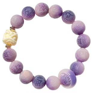 真品小青柠菩提手串男款盘玩六字箴言菩提子文玩佛珠醒狮手链国潮