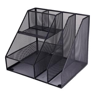 得力书架铁质金属文件架多层文件夹收纳盒办公桌收纳办公用品大全书立文件框桌上学生用桌面文具资料置物架子