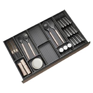 格麦厨房抽屉分隔收纳橱柜餐具分格内置家用柜内太空铝筷子刀叉盒