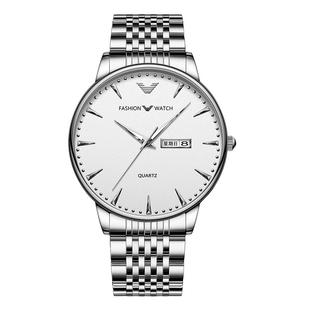 正品瑞士男士手表防水双日历高档时尚手表男款超薄防水夜光石英表