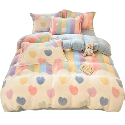 加厚保暖抗静电雪花绒四件套