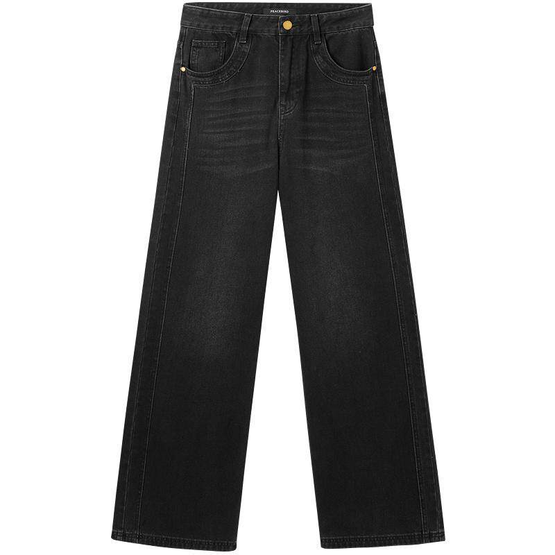 广角裤 太平鸟大直筒牛仔裤2025年秋冬新款宽松加绒阔腿牛仔裤女