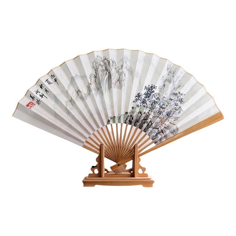 玉竹折扇9寸18方纯手绘山水国画