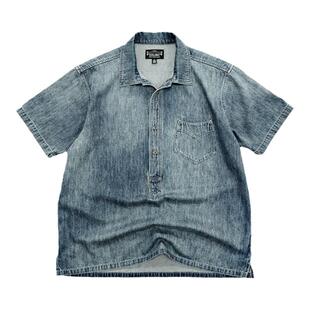 西里布复古矿工元年牛仔半袖衬衫阿美咔叽水洗做旧套头短袖非rrl