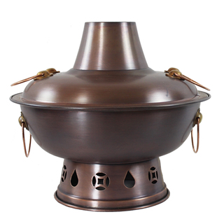 铜火锅纯铜老式木炭铜锅中式老北京鸳鸯锅加厚纯紫铜火锅炉家用矮