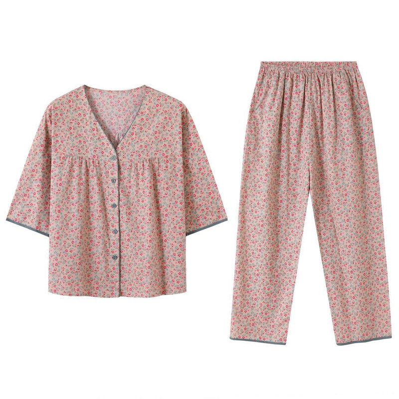 纯棉带胸垫女夏家居服套装可外穿