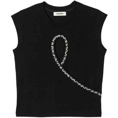 镂空仿钻针织SANDRO背心上衣