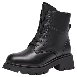 KISSCAT接吻猫秋季加绒加厚户外雪地靴女厚底马丁靴女士保暖冬靴