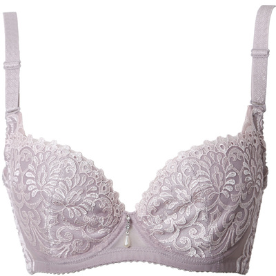 复古刺绣薄款无海绵文胸聚拢