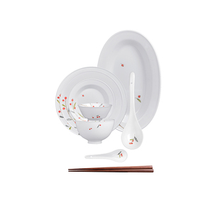 曼叙碗盘套装家用釉下彩餐具手绘红果子碗家用景德镇陶瓷餐具礼盒