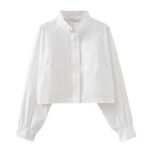 水云间女装 宽松小立领简约时尚短外套夹克2025夏季新款