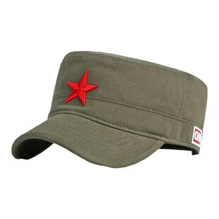 春秋帽子男中国风国潮鸭舌帽女士卡其色平顶帽五角星刺绣防晒帽潮