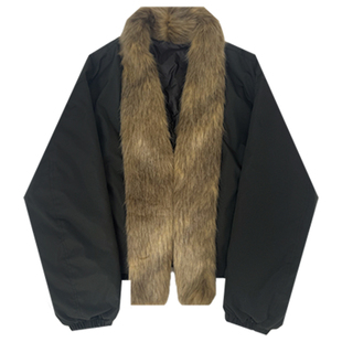 90白鸭绒环保皮草夹克羽绒服2025新款年轻款小个子派克服外套女冬