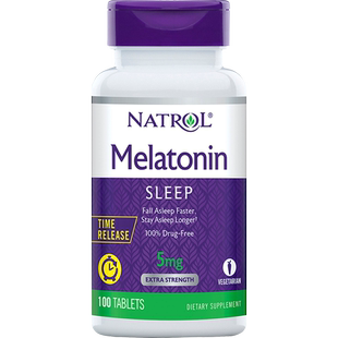 Natrol美国褪黑素睡眠片5mg缓释100片维生素b6安瓶助眠保官方正品